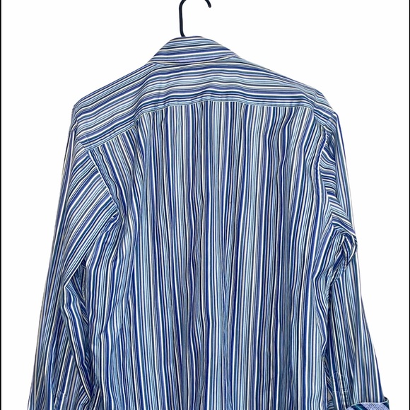 Thomas Dean Striped Flip Cuff Button Front Shirt - Picture 3 of 10